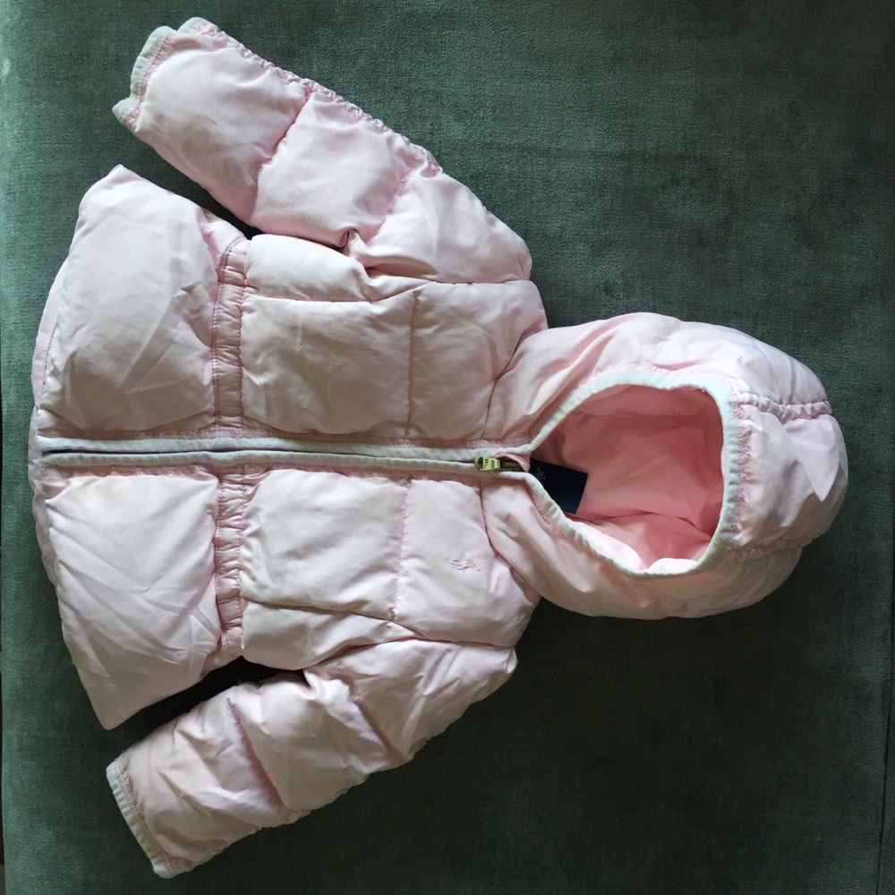 RALPH LAUREN pink baby puffer + hat soft - Picture 5 of 8
